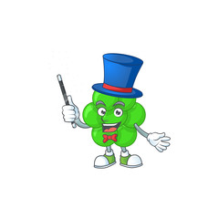Talented staphylococcus aureus Magician cartoon mascot design style