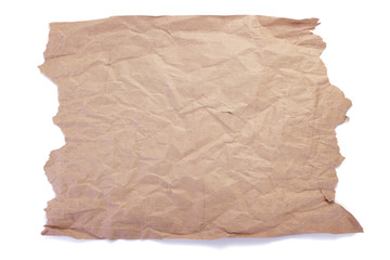 wrinkled or crumpled paper  on white background