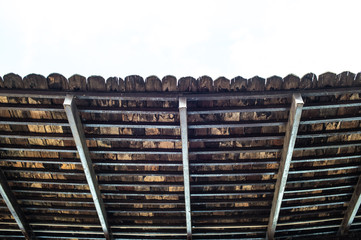 closeup of wood roof design