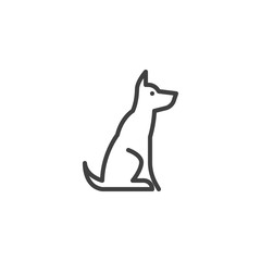 Trained dog line icon. linear style sign for mobile concept and web design. Sitting dog outline vector icon. Symbol, logo illustration. Vector graphics