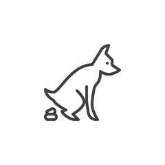 Pooping Dog line icon. linear style sign for mobile concept and web design. Defecating dog outline vector icon. Symbol, logo illustration. Vector graphics