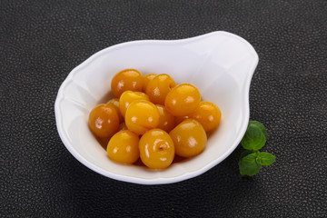 Yellow ripe cherry dessert