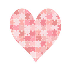 Heart shape with Jigsaw puzzle pieces background.