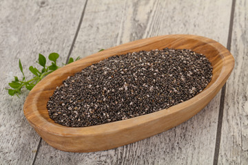 Dietary Chia seeds in the bowl