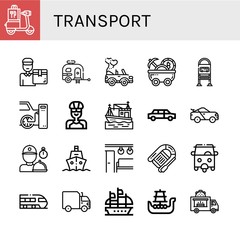 transport simple icons set