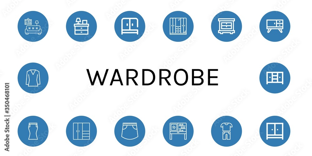 Poster wardrobe icon set