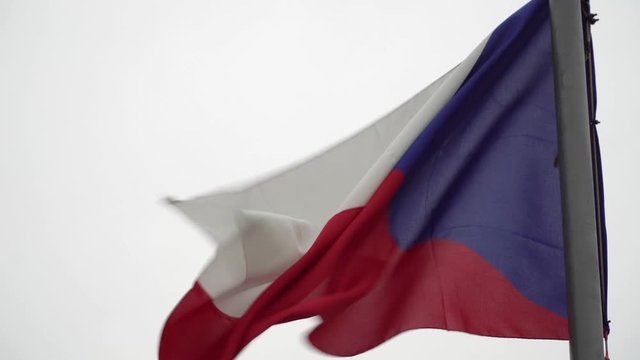 4K SHOT OF A CZECH FLAG WAVING IN THE WIND