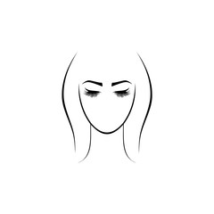 Woman face logo design isolated on white background