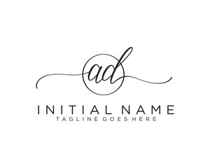 AD Initial handwriting logo vector