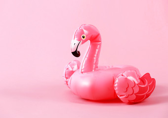 Summer backdrop.Flamingo on pink background.