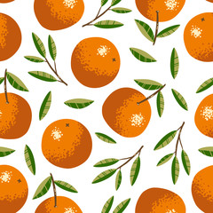 Seamless pattern with oranges. Repeated background. Vector print for fabric or wallpaper.