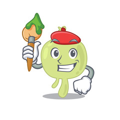 An artistic lymph node artist mascot design paint using a brush