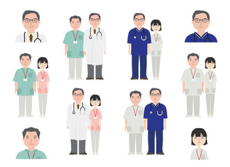 笑顔の熟練医師と看護師たち2
