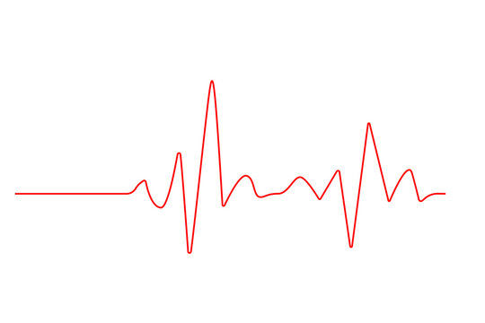 Heart rate graph. Heart beat line. Ekg icon wave. Red color. Sound wave line. Medical design. Stock vector illustration.