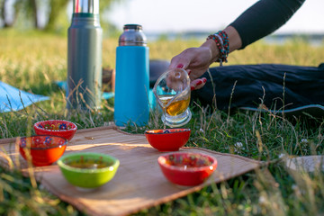 horizontal photo of an open air tea ceremony
