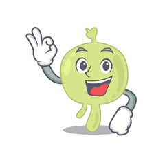 Lymph node mascot design style showing Okay gesture finger
