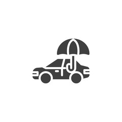 Car and umbrella vector icon. filled flat sign for mobile concept and web design. Auto insurance glyph icon. Symbol, logo illustration. Vector graphics