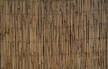 the texture of the wall made of bound bamboo bars