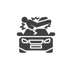 Pedestrian accident vector icon. filled flat sign for mobile concept and web design. Pedestrian hit by a car glyph icon. Symbol, logo illustration. Vector graphics