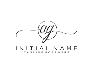 AG Initial handwriting logo vector
