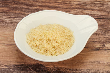 Raw basmati rice in the bowl