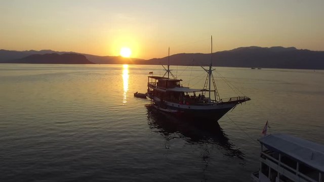 sunset and the boat on labuan bajo 