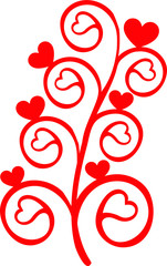 
The heart symbol is in the tree. On a white background