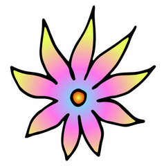 Colorful flower drawing. Vector hand drawn doodle illustration