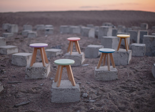stools in a desert