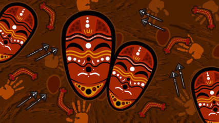 Aboriginal mask. Aboriginal art vector painting