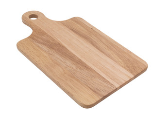 Wooden cutting board isolated on white background