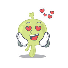 Romantic lymph node cartoon character has a falling in love eyes