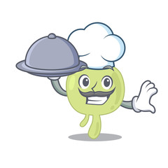 mascot design of lymph node chef serving food on tray