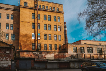 Old industrial buildings, factories in courtyards