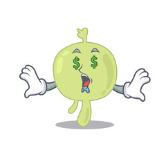 wealthy cartoon character concept of lymph node with money eyes