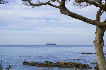 神奈川県横須賀市から見た海の景色
