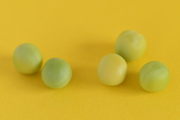 グリーンピース　背景黄色