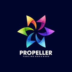 Vector Logo Illustration Propeller Gradient Colorful Style.
