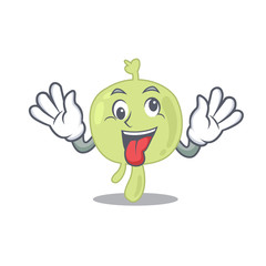 A mascot design of lymph node having a funny crazy face