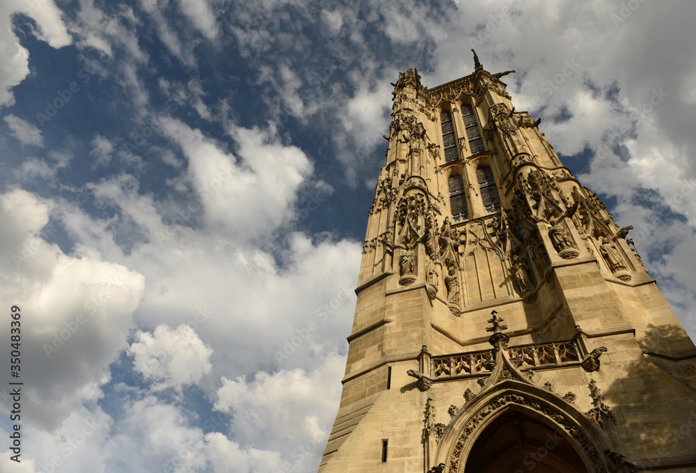 Poster saint-jacques tower (tour saint-jacques) in paris, france.