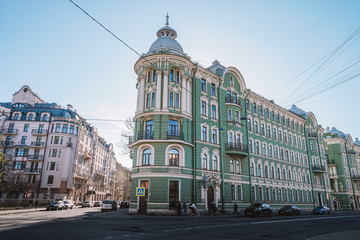 Architecture of Saint Petersburg, city life during the period of self-isolation from the Chinese coronavirus, empty streets