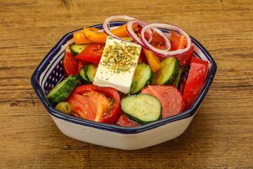 Traditional Greek salad with feta cheese