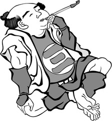 浮世絵　町人　その163　白黒