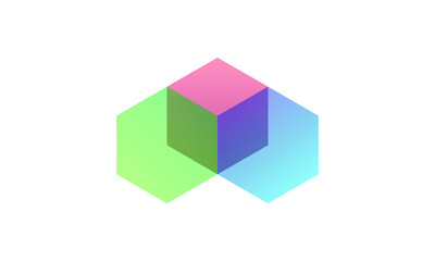 Obraz premium abstract geometric shapes hexagon, Vector isometric icon with red green blue color, eps 10