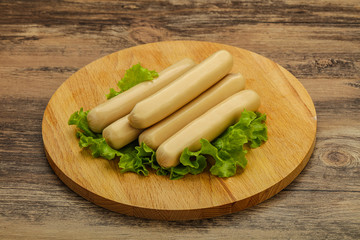 Chicken white sausage with salad