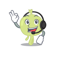 A stunning lymph node mascot character concept wearing headphone