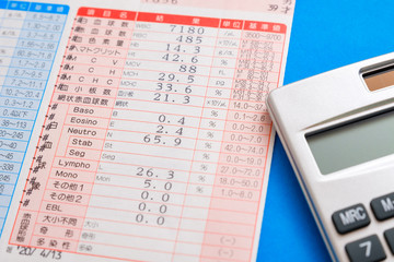 血液検査　結果表　診断結果　健康診断　赤血球数　白血球数　血小板数