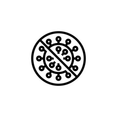 Stop corona virus icon in linear, outline icon isolated on white background