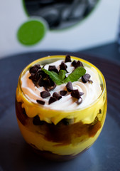 Traditional Italian dessert tiramisu with cocoa