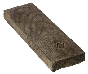 Wooden board, block isolated on white background close-up.